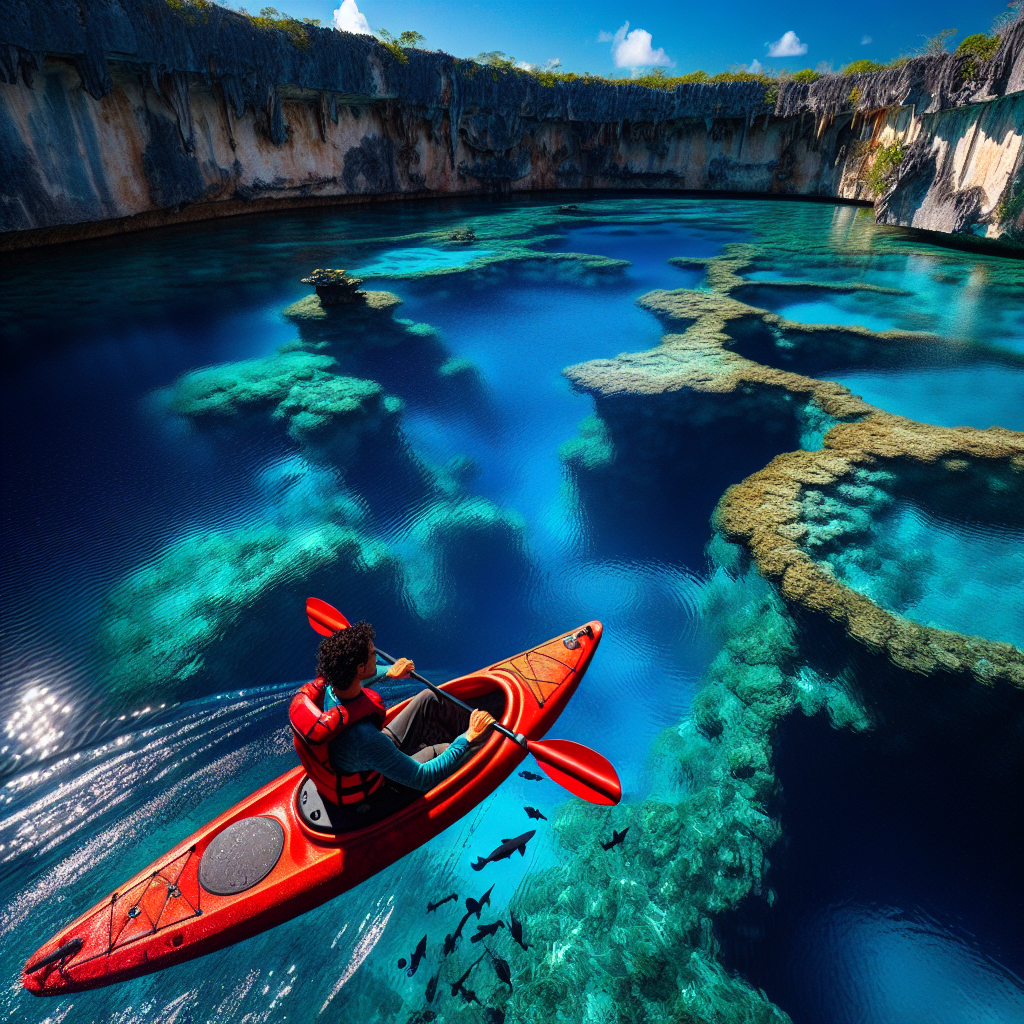 Kayaking in Great Blue Hole, Belize