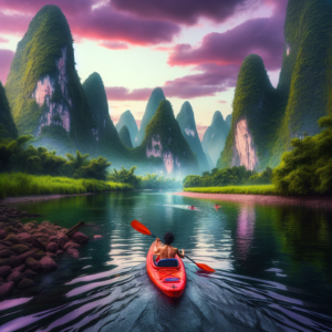 Kayaking in Li River, China