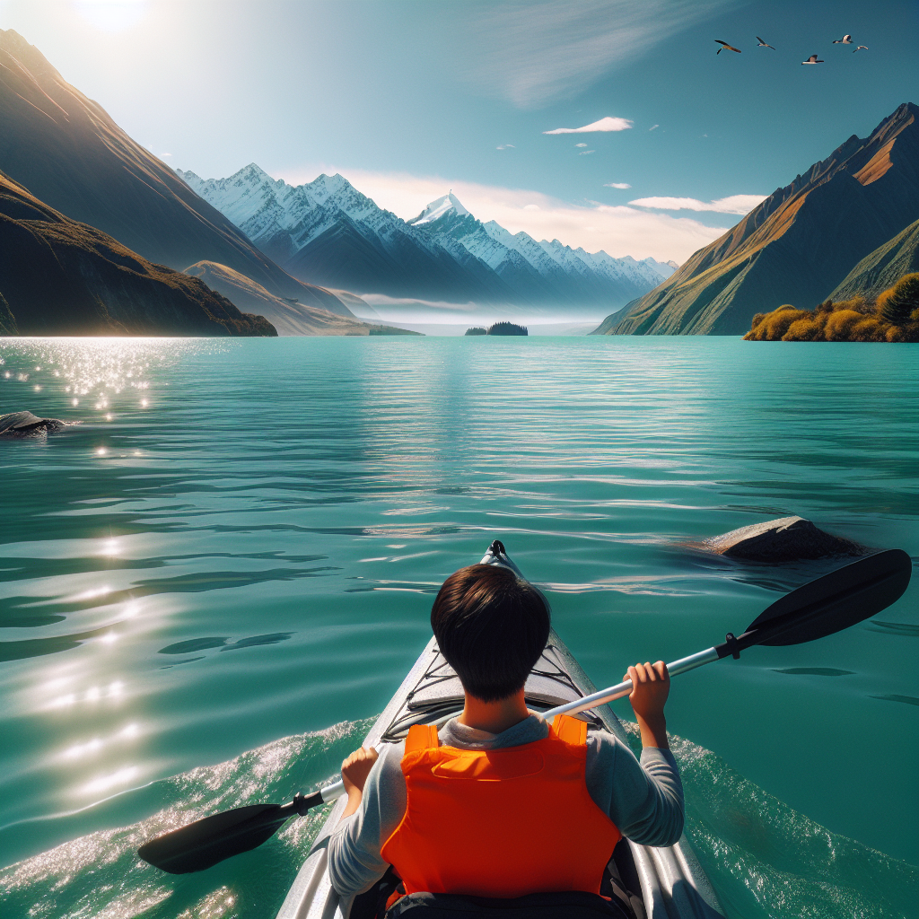 Kayaking in Lake Wanaka, New Zealand