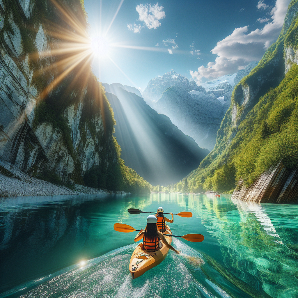 Kayaking in River Soca, Slovenia