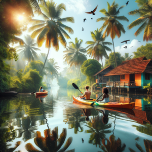 Kayaking in Kerala Backwaters, India