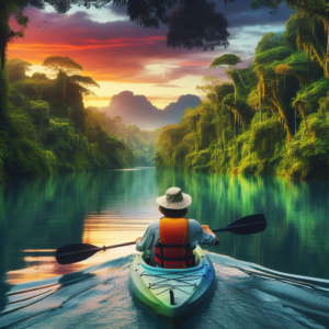 Kayaking in Rio Dulce, Guatemala