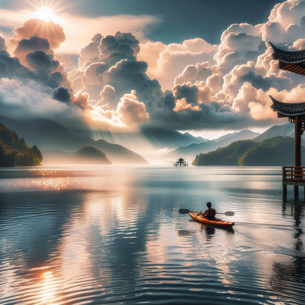 Kayaking in Sun Moon Lake, Taiwan